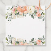 おしゃれなピーチアイボリーピンクの花のベイビーシャワーのお礼 フェイバータグ (裏面)