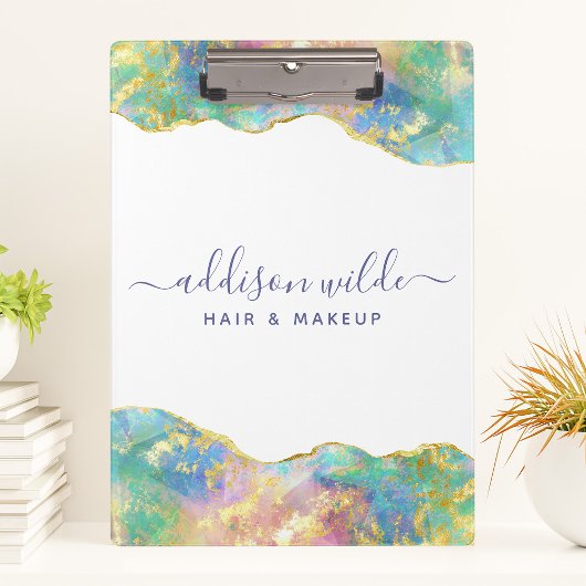 おしゃれなファイアオパール レインボージェムストーン ビジネス クリップボード