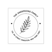 おしゃれなファミリーボタニカル丸葉 ラバースタンプ (インプリント)