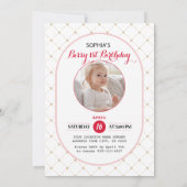 おしゃれなファーストバースデーパーティー招待状 バーガンディーロビー 招待状 (裏面)