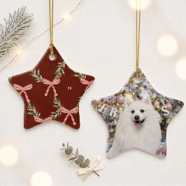 おしゃれなフォトクリスマスペット記念スター セラミックオーナメント