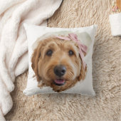 おしゃれなフォトペイントブラシストロークの犬のピンクカスタムグッズ クッション (ブランケット)