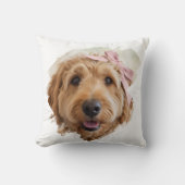 おしゃれなフォトペイントブラシストロークの犬のピンクカスタムグッズ クッション (正面)