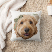 おしゃれなフォトペイントブラシストロークの犬グリーン クッション (ブランケット)