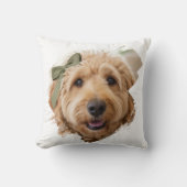 おしゃれなフォトペイントブラシストロークの犬グリーン クッション (正面)