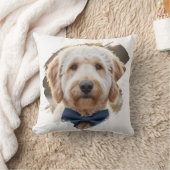 おしゃれなフォトペイントブラシストロークの犬 ベージュ クッション (ブランケット)