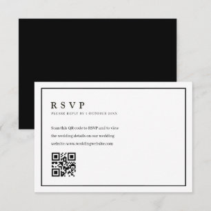 おしゃれなフォーマルフレーム結婚式QRコード返信カード 出欠カード