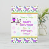 おしゃれなフクロウのベビーシャワー 招待状 (スタンド正面)