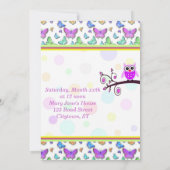 おしゃれなフクロウのベビーシャワー 招待状 (裏面)