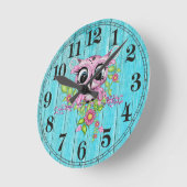 おしゃれなフクロウのメイソンラウンドウォールクロック ラウンド壁時計 (傾斜)