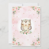 おしゃれなフクロウの桃色ゴールド花の女の子の誕生日 招待状 (裏面)