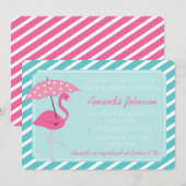 おしゃれなフラミンゴのベビーシャワー招待状 招待状 (正面/裏面)