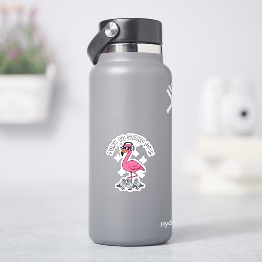 おしゃれなフラミンゴ 誕生日に個性を大切に 面白い ピンクの鳥 シール (HydroFlask)