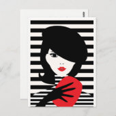 おしゃれなフランススタイルのファッションイラスト ポストカード (正面/裏面)