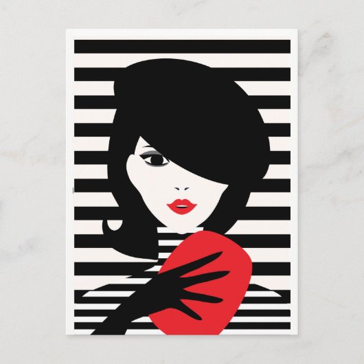 おしゃれなフランススタイルのファッションイラスト ポストカード (正面)