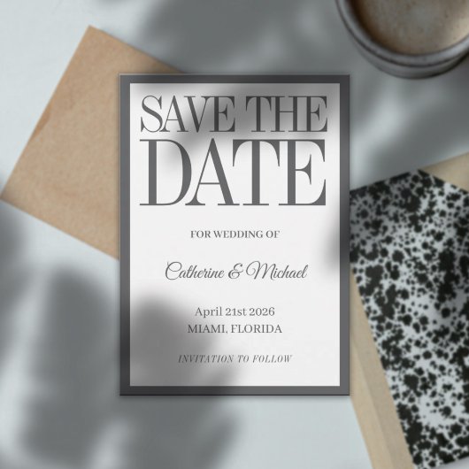 おしゃれなフレーム付き「Save the date」 招待状