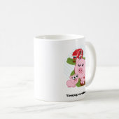 おしゃれなブタ あったかいハート コーヒーマグカップ (正面右)