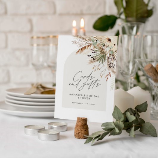おしゃれなブライダルシャワーのパンパス カードとギフト ボホスタイル ポスター