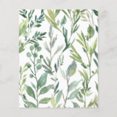 おしゃれなブライダルシャワーの植物イラスト招待状 (裏面)