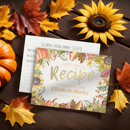 おしゃれなブライダルシャワーレシピ オータム フォール メープルリーフ インビテーションポストカード