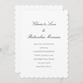 おしゃれなブライダルブランチ ミモザ 面白い名言 ブラック＆ホワイト 招待状 (正面/裏面)