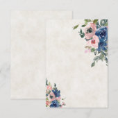 おしゃれなブライダル ピンクとブルーの花柄のウェディング プラン 招待状 (正面/裏面)