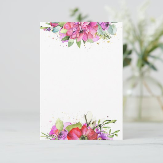 おしゃれなブライダル ピンクの水彩花イラスト 無料テンプレート 招待状 (スタンド正面)