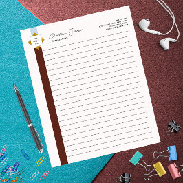 おしゃれなブラウンのストライプにゴールドロゴ ノートパッド