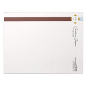 おしゃれなブラウンのストライプにゴールドロゴ ノートパッド (正面)