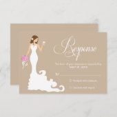 おしゃれなブラウンのモダンな花嫁の返信 出欠カード (正面/裏面)