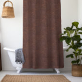 おしゃれなブラウンの渦巻き模様のフェイクレザー シャワーカーテン