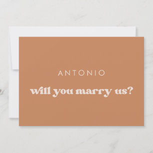 おしゃれなブラウンの結婚お願いカード 招待状