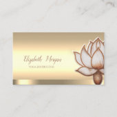 おしゃれなブラウンの蓮の花ヨガインストラクター 名刺 (正面)