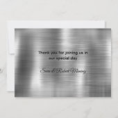 おしゃれなブラシ仕上げのメタリックシルバー疑似グリッター サンキューカード (裏面)