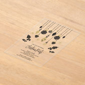 おしゃれなブラックとゴールドのクリスマスオーナメント アクリル招待状 (レイダウン)