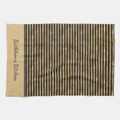 おしゃれなブラックとゴールドのストライプ柄のトレンディでスタイリッシュ  キッチンタオル (横)