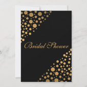 おしゃれなブラックとゴールドのドット柄 ブライダルシャワー 招待状 (正面)