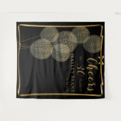 おしゃれなブラックとゴールドの女性の誕生日写真用背景 タペストリー (正面(横))