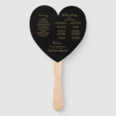 おしゃれなブラックとゴールドの結婚式プログラム ハンドファン (裏面)