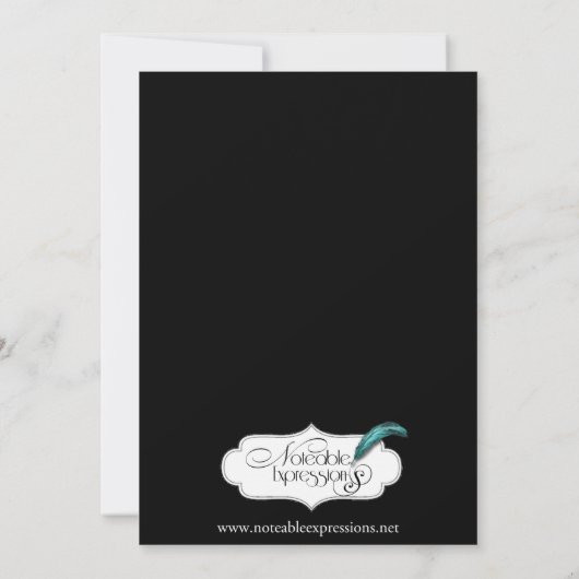 おしゃれなブラックとホワイトのダマスク柄のアニバーサリー 招待状 (裏面)