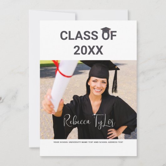 おしゃれなブラックとレッドのタイポグラフィー写真招待状 招待状 (正面)