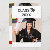 おしゃれなブラックとレッドのタイポグラフィー写真招待状 招待状 (正面/裏面)