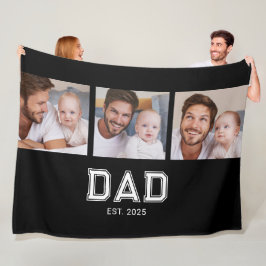 おしゃれなブラックの「Dad Established」フォトフレーム 3枚 フリースブランケット