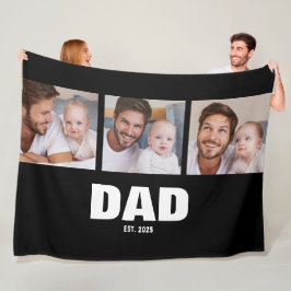 おしゃれなブラックの「Dad Established」フォトフレーム 3枚 フリースブランケット