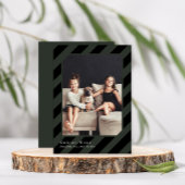 おしゃれなブラッククリスマスストライプシンプルフォト シーズンカード