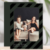 おしゃれなブラッククリスマスストライプシンプルフォト シーズンカード