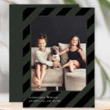 おしゃれなブラッククリスマスストライプシンプルフォト