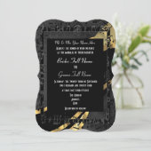 おしゃれなブラックゴールドのエレガントなフォーマルウェディング 招待状 (スタンド正面)