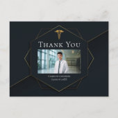 おしゃれなブラックゴールドの医学部写真卒業式 ポストカード (正面)