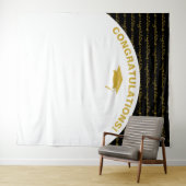 おしゃれなブラックゴールドの卒業生 タペストリー (インサイチュ(横))